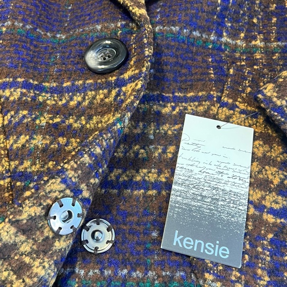 Women's Kensie Single Breasted Plaid Coat. Purple/Gold/Multi. Size Medium. NWT. - Picture 9 of 13